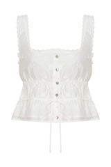 Vivian Embroidered Sleeveless Top - White