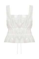 Vivian Embroidered Sleeveless Top - White