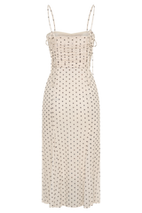 Willa Gathered Mesh Midi Dress - Polka Dot