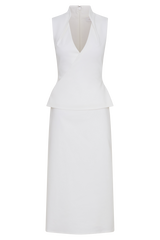 Yanina Cotton Halter Midi Dress - White