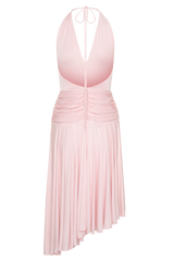 Zelda Asymmetric Slinky Midi Dress - Ballet Pink