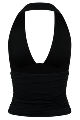 Peregrine Modal Gathered Halter Top - Black