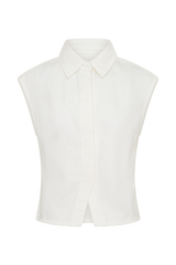 Jeremy Collared Denim Longline Top - White