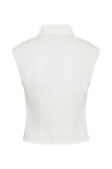 Jeremy Collared Denim Longline Top - White