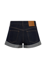 Krissy Rolled Hem Denim Shorts - Washed Indigo Blue