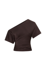 Luu Off Shoulder Slinky Top - Dark Chocolate