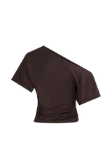 Luu Off Shoulder Slinky Top - Dark Chocolate
