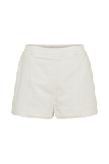 Melody Linen Short With Lace - White
