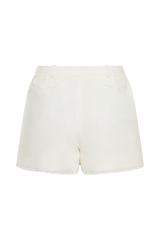 Melody Linen Short With Lace - White
