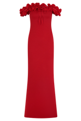 Nova Ruffle Off Shoulder Maxi Dress - Ruby