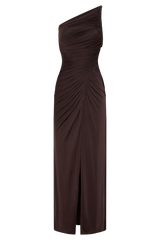 Ryn Twisted One Shoulder Maxi Dress - Dark Chocolate
