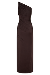 Ryn Twisted One Shoulder Maxi Dress - Dark Chocolate