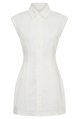 Sheriden Collared Mini Denim Dress - White
