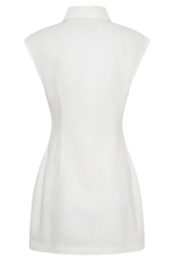 Sheriden Collared Mini Denim Dress - White