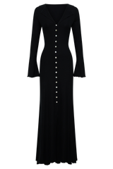 Tanya Buttoned Long Sleeve Maxi Dress - Black