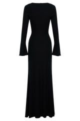 Tanya Buttoned Long Sleeve Maxi Dress - Black