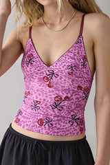 Retro Mesh Slim Lace Cami Top