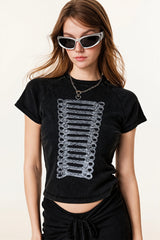 Street Style Vintage Washed Print T-shirt