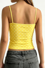 Casual Polka Dot Solid Slim Cami Top