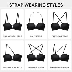 Luckmee Women's Strapless Push Up Bra with Anti-Slip Technology