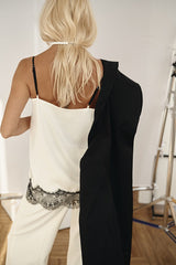 Sexy Lace Patchwork Deep V Neck Cami Top