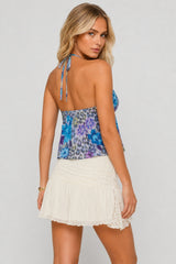 Leopard Floral Sexy Tie Halter Top