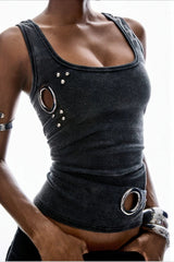 Eyelet Slim Sexy Street Style Tank Top