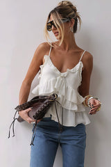 Ruffle V Neck Casual Cami Top