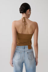 Sade Halter Top With Hardware - Caramel