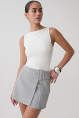 Daisy Wrap Mini Skirt - Charcoal Marle