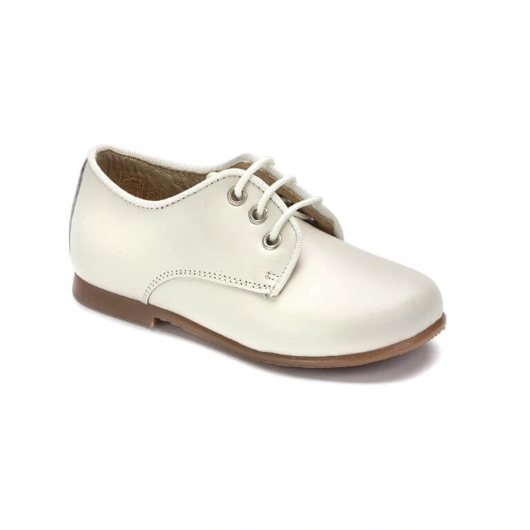 1053 - White Leather Toddler's Lace-up Shoes