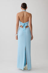 Valentina Chiffon Halter Maxi Dress - Pale Blue