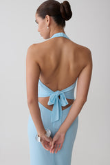 Valentina Chiffon Halter Maxi Dress - Pale Blue