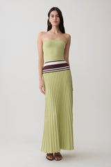 Solaris Strapless Contrast Knit Maxi Dress - Light Olive