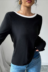 Bow Back Loose Casual Long Sleeve Tee