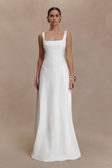 Salma Drop Waist Cotton Maxi Dress - White