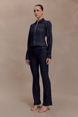 Shelly Flared Denim Jeans - Washed Indigo Blue