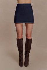 Ellie Denim Mini Skirt - Washed Indigo Blue