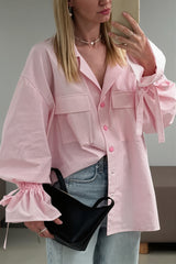 Casual Striped Ruffle Sleeve Blouse