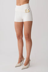 Dimitri Mini Knit Shorts With Belt - Ivory