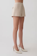 Solenne Suiting Shorts - Natural Marle
