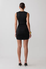 Scarlet Slinky Cowl Mini Dress - Black