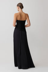 Serena Strapless Taffeta Maxi Dress - Black