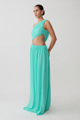 Aria Chiffon Cut Out Maxi Dress - Lagoon
