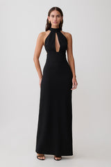 Elan Stretch Crepe Maxi Dress - Black
