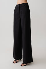 Brielle Straight Leg Linen Pant - Black