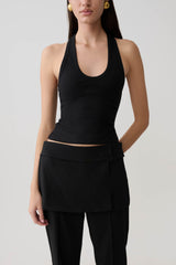 Actress Ribbed Tank - Black