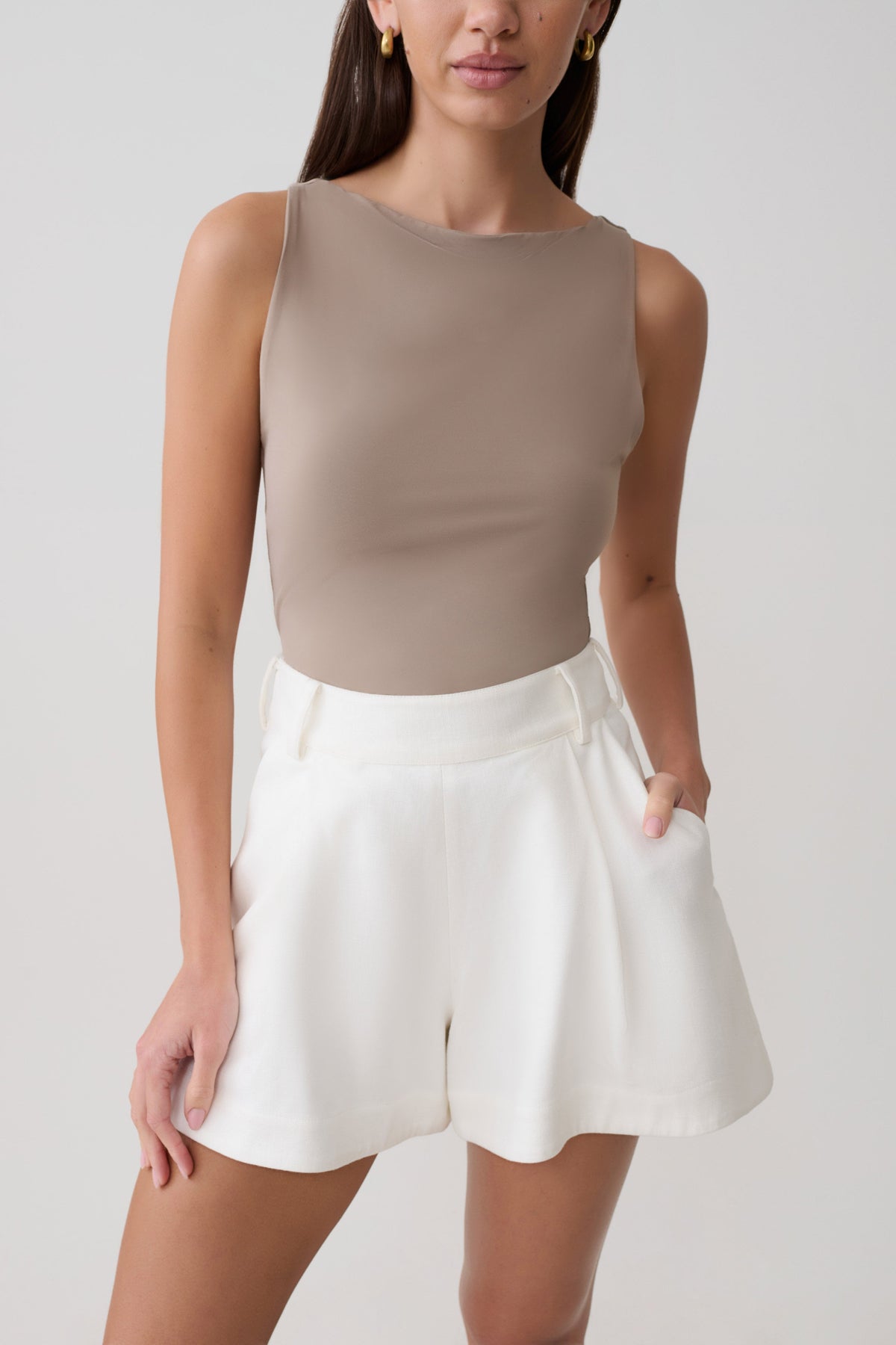 Nicolette Sleeveless Tank Top - Neutral