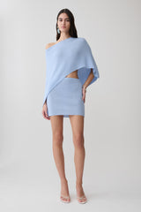 Loura Mid Rise Knit Mini Skirt - Cornflower Blue