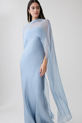 Martinne Chiffon Overlay Maxi Dress - Arctic Blue